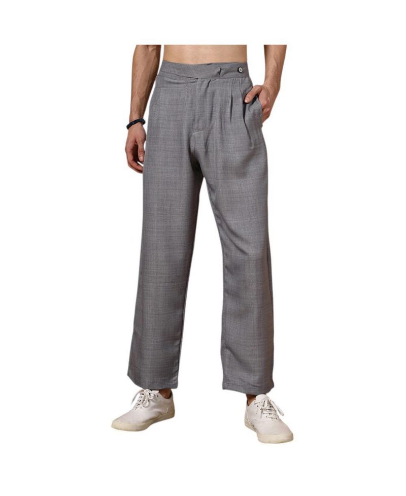 Men's Moon Grey Pleated Relaxed Trousers