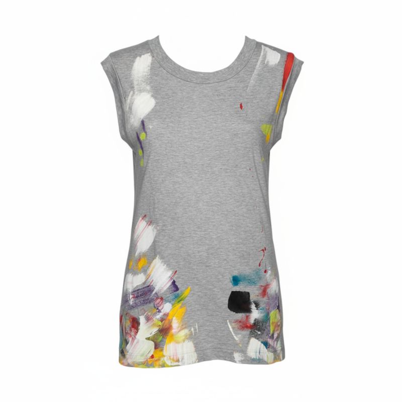 Women's Pre-Owned Dolce and Gabbana Grey Limited Edition Hand Painted Top