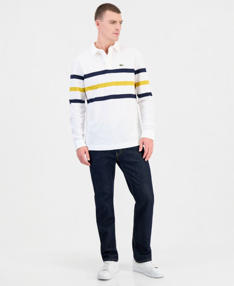 Men's Rugby Long-Sleeve Striped Polo Shirt