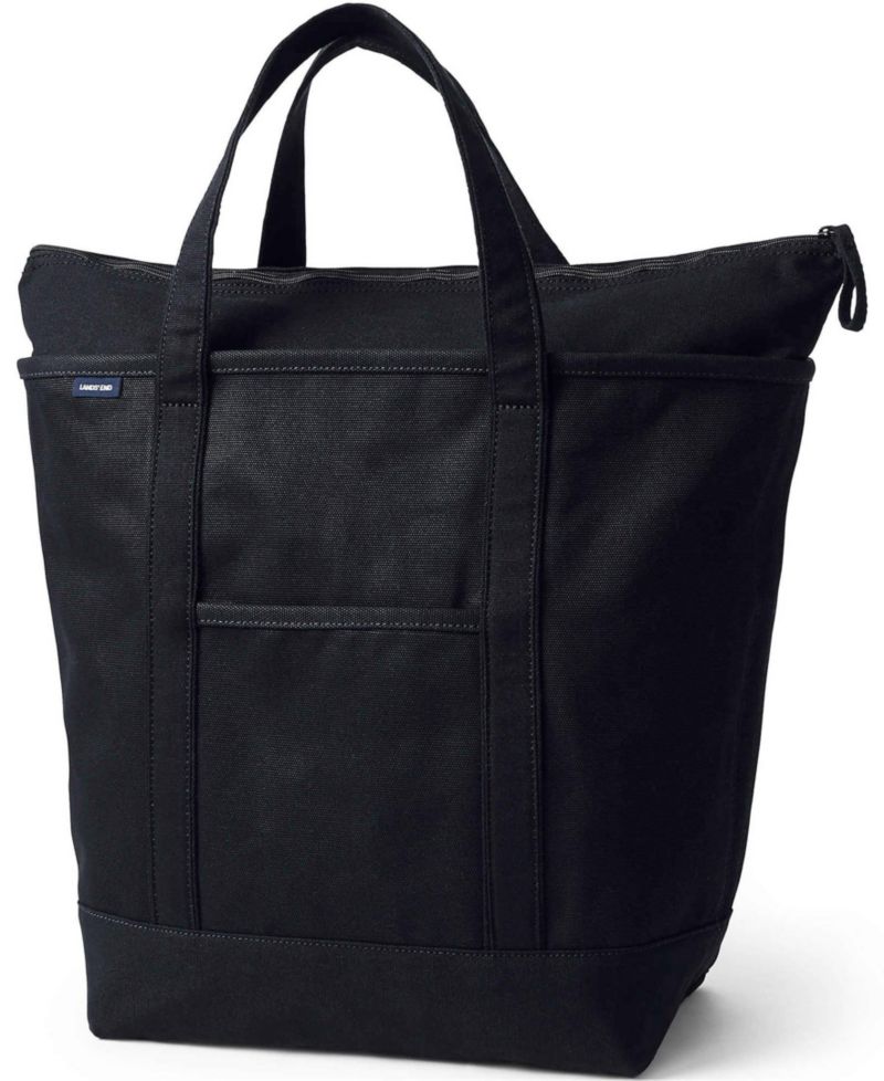 School Uniform Large Solid Color 5 Pocket Zip Top Canvas Tote Bag