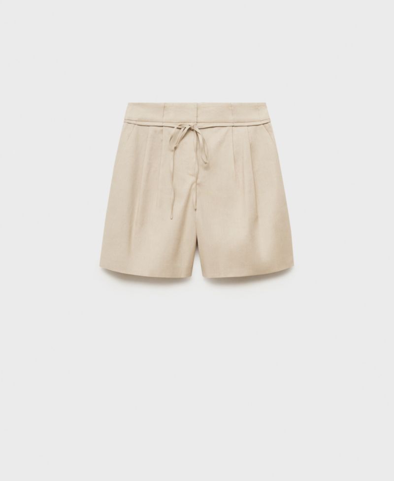 Women's Bow Belt Linen Shorts