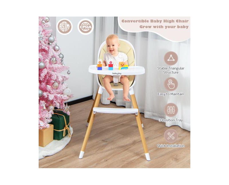 4-in-1 Convertible Baby High Chair Infant Feeding Chair with Adjustable Tray