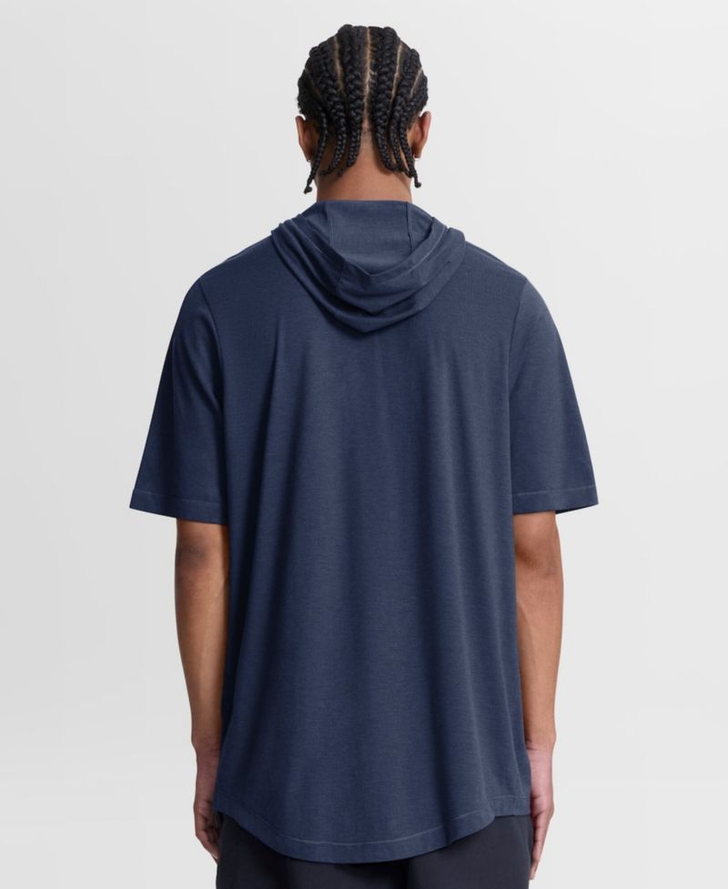 Men's Navy New York Yankees Arched Wordmark Tri-Blend Hooded T-Shirt