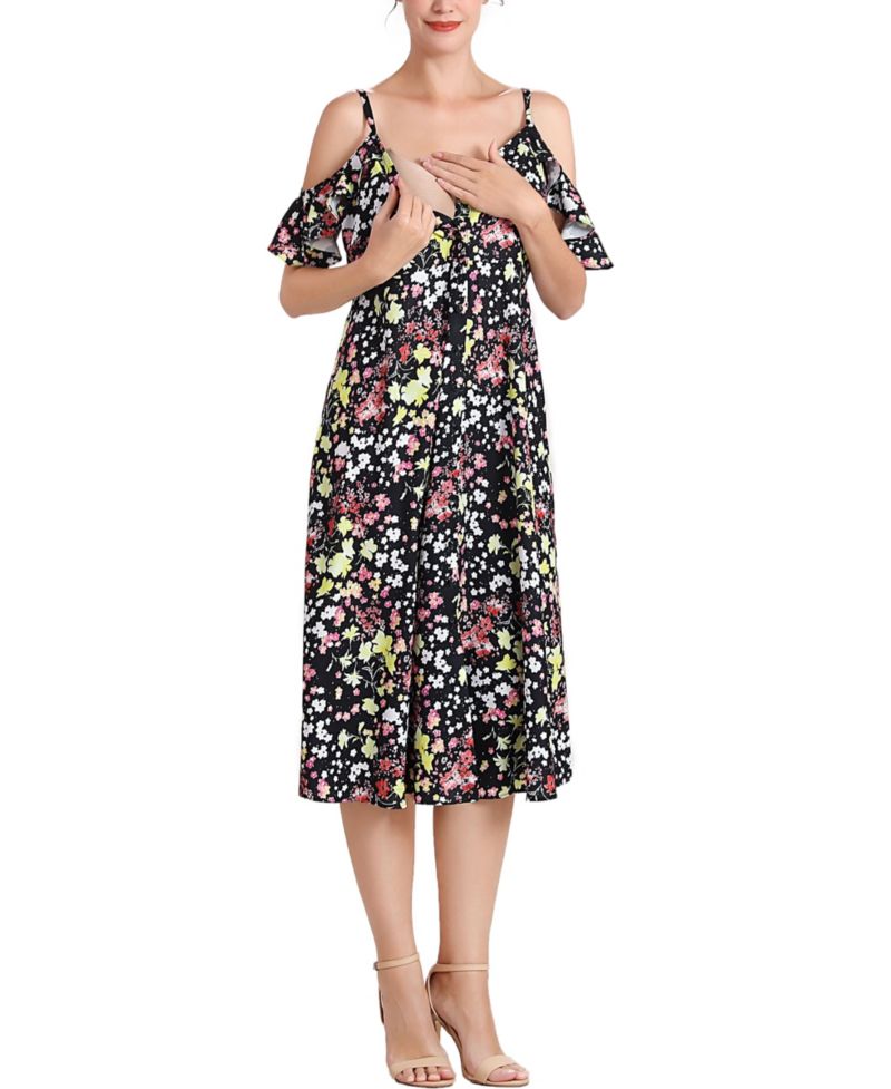 Maternity kimi + kai Esme Nursing Button Front Dress
