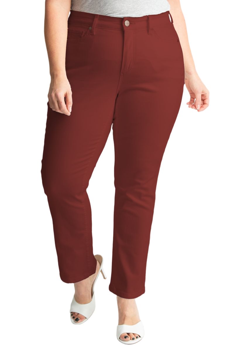Women's High Rise Straight in 28" Inseam - Burgundy.