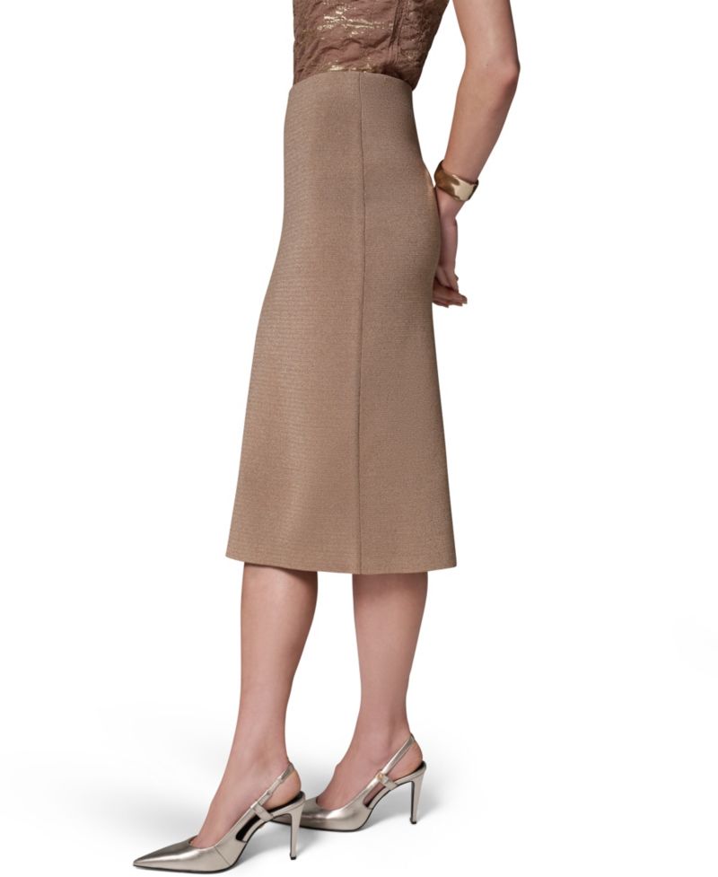 Women's Straight Knit Midi High-Waisted Skirt