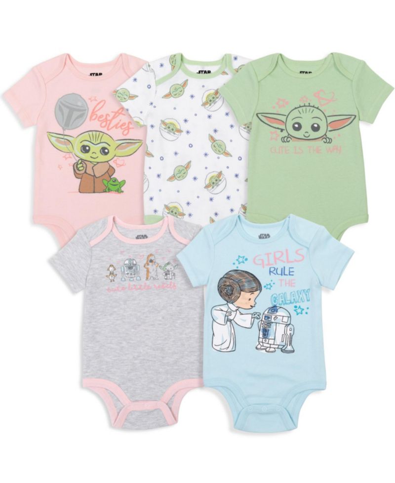 Baby Girls The Mandalorian Yoda 5 Pack Short Sleeve Bodysuits