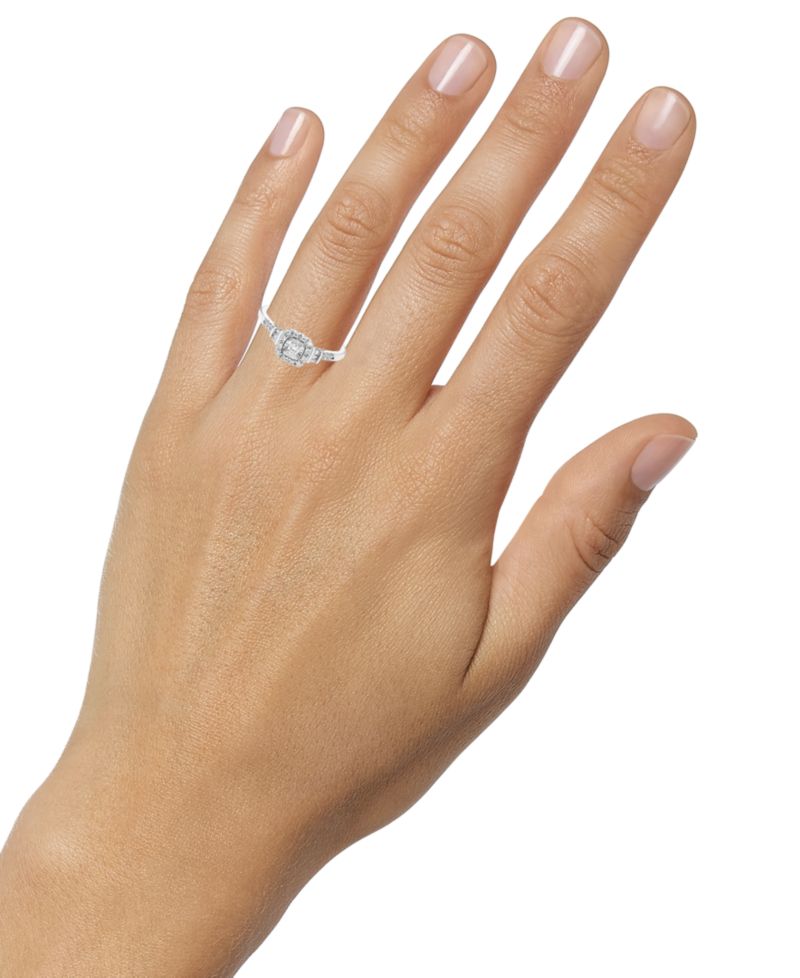 Diamond Halo Engagement Ring (1/4 ct. t.w.) in 14k White Gold