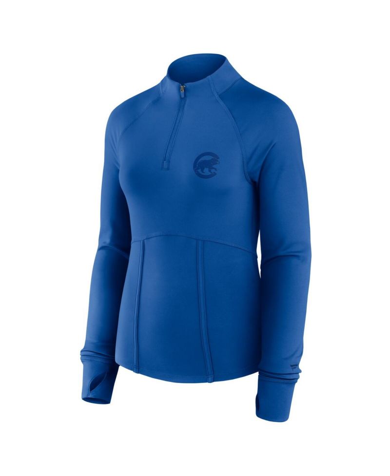 Women's Royal Chicago Cubs Elements Raglan Tri-Blend Quarter-Zip Top