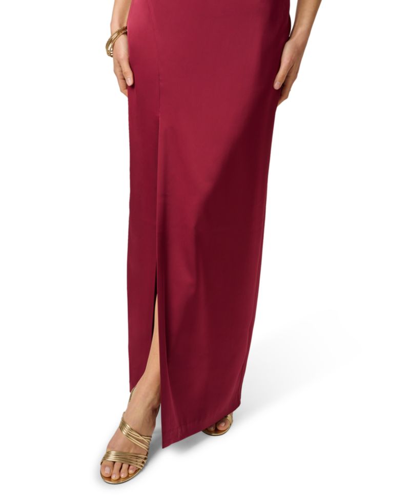 Women's Stretch Satin Halter Neck Ball Gown