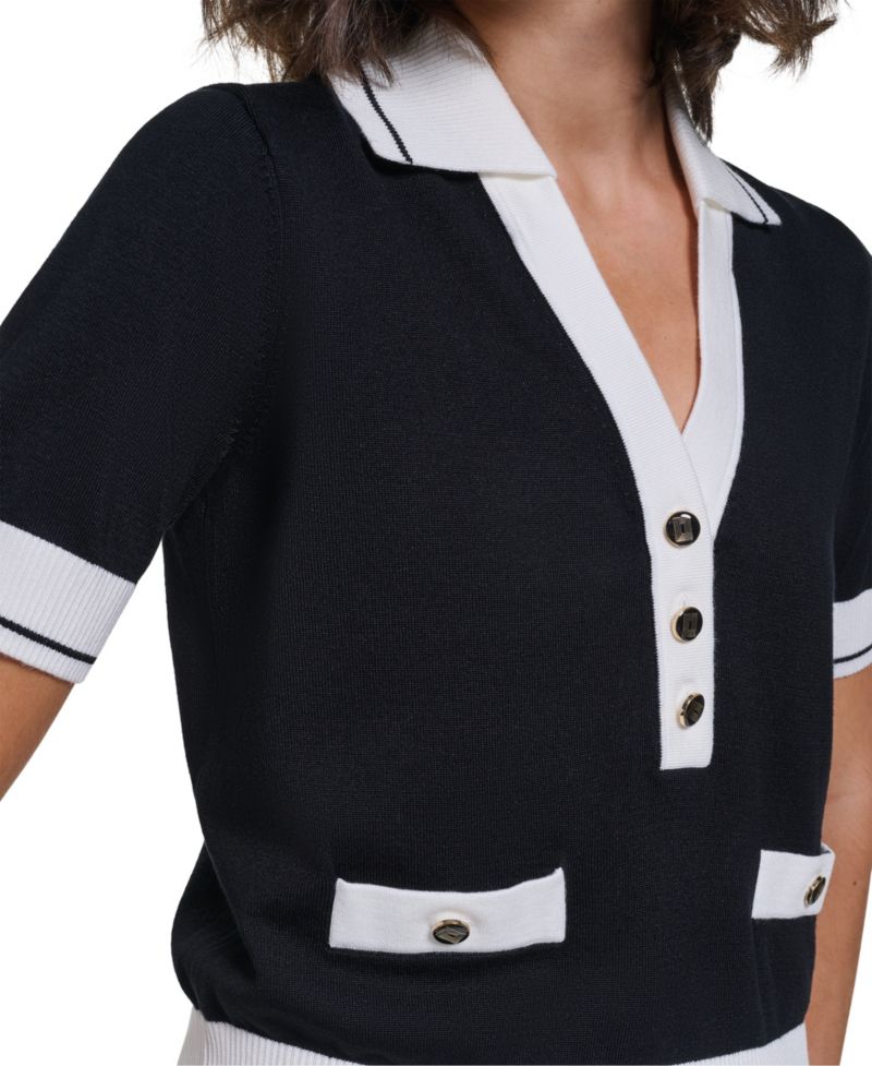 Women's Short-Sleeve Collared Sweater