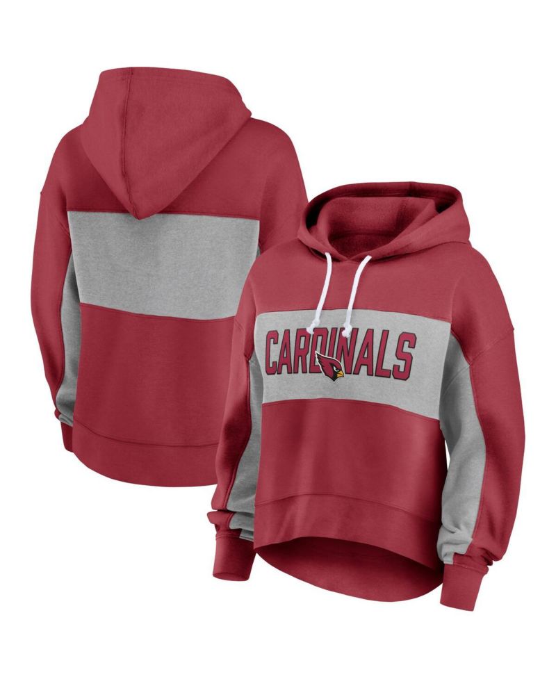 Women's Cardinal Arizona Cardinals Filled Stat Sheet Lighweight Modest Crop Hoodie