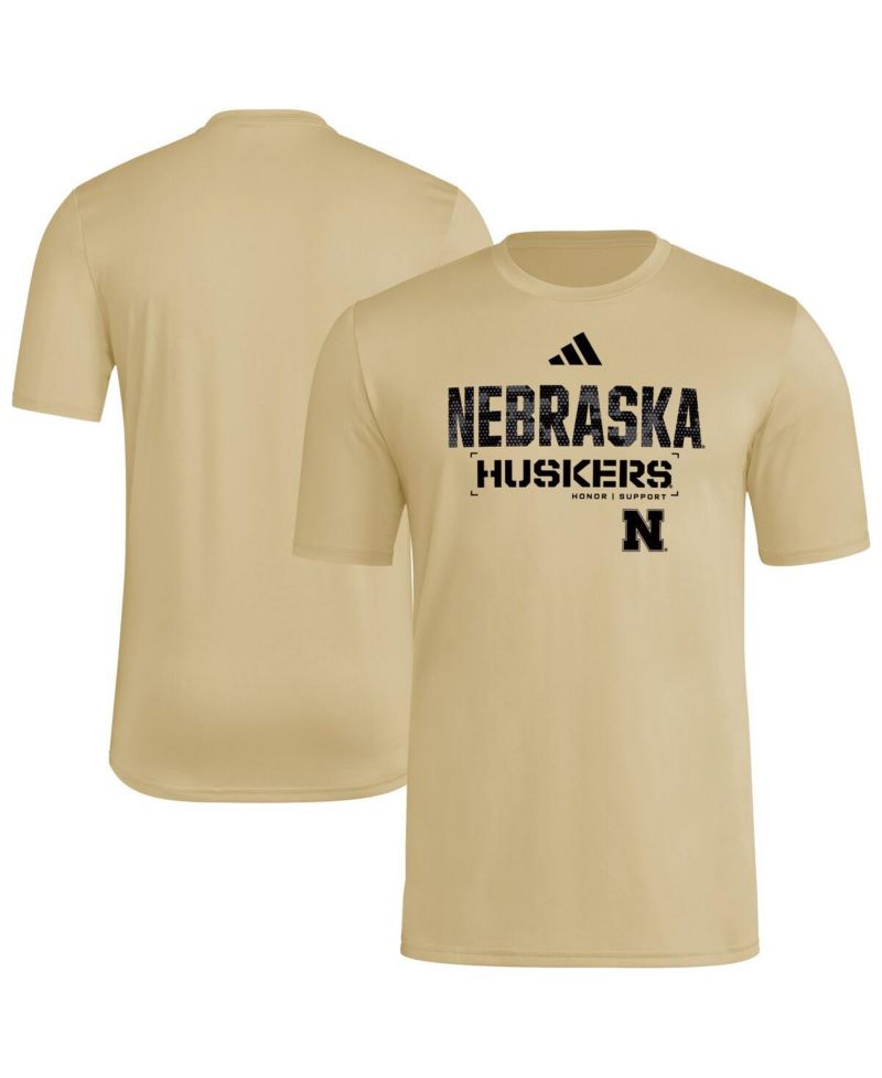 Men's Natural Nebraska Huskers 2025 Military Appreciation Pre-Game AEROREADY T-Shirt