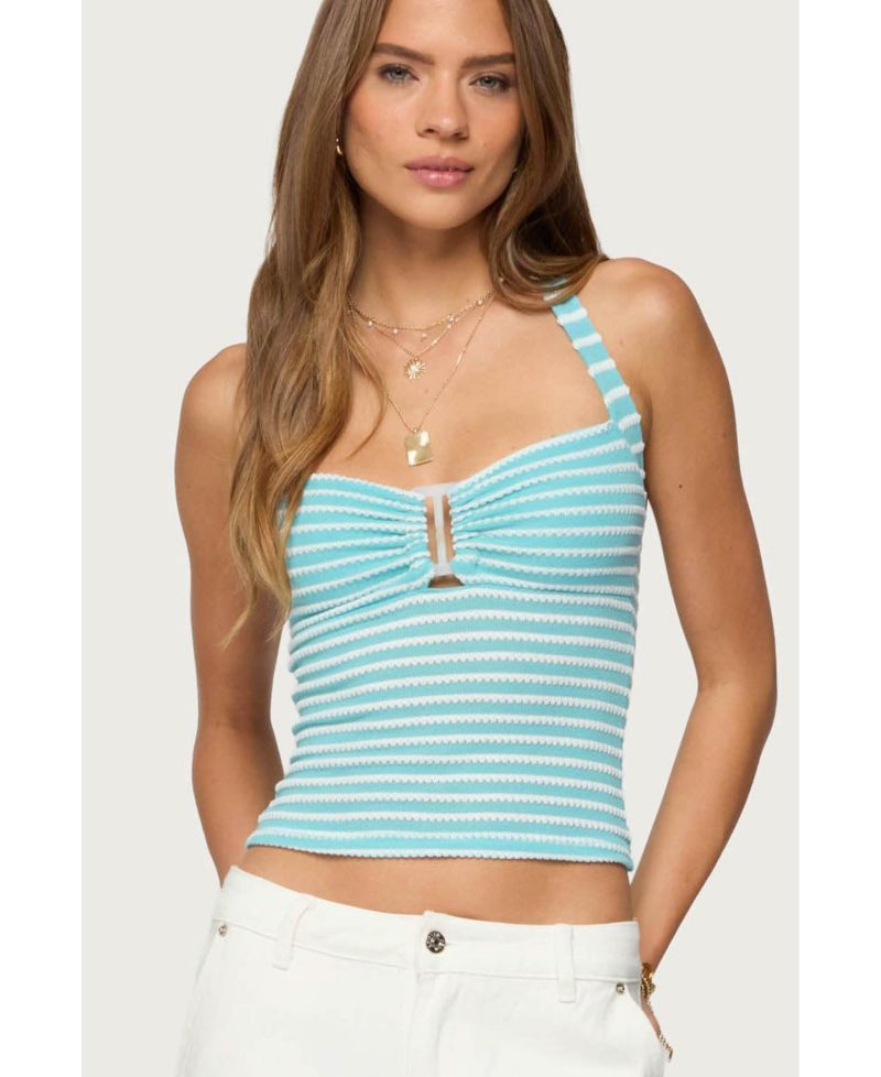 Women's Lovina Textured Striped Halter Top
