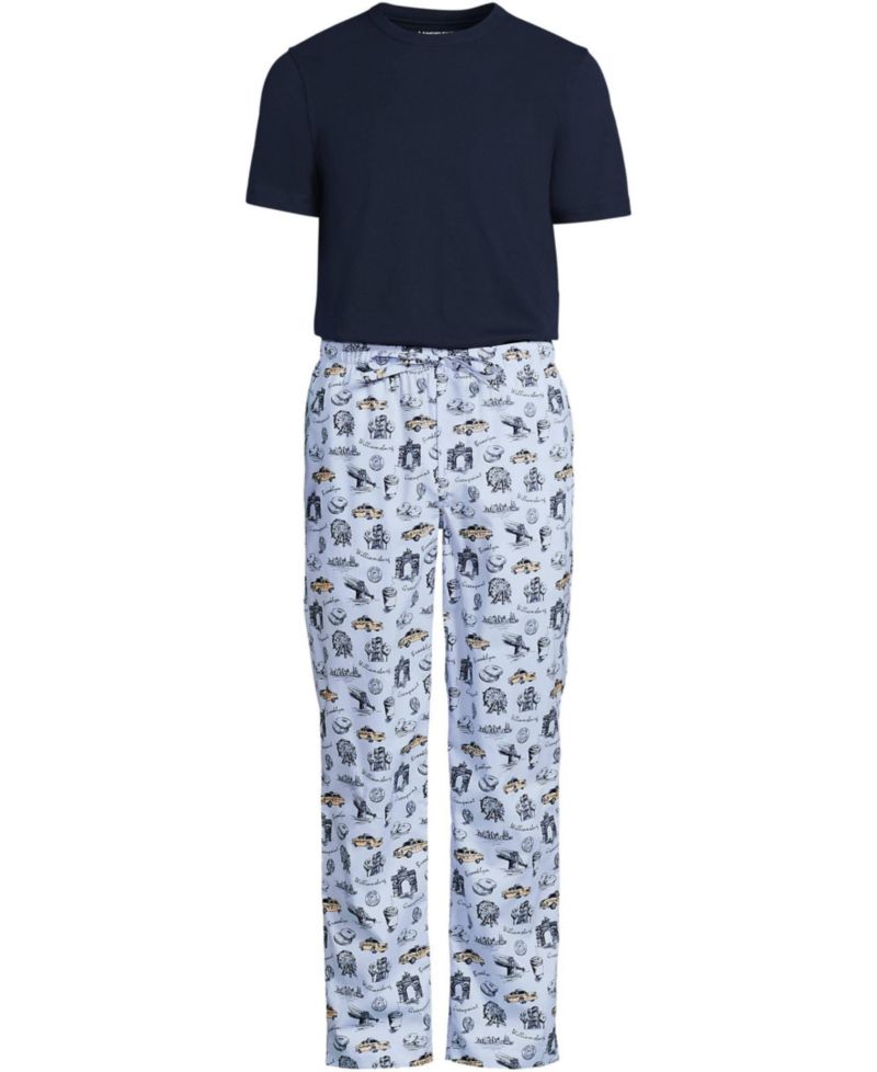 Men's Short Sleeve Essential Knit Tee and Poplin Pant Set
