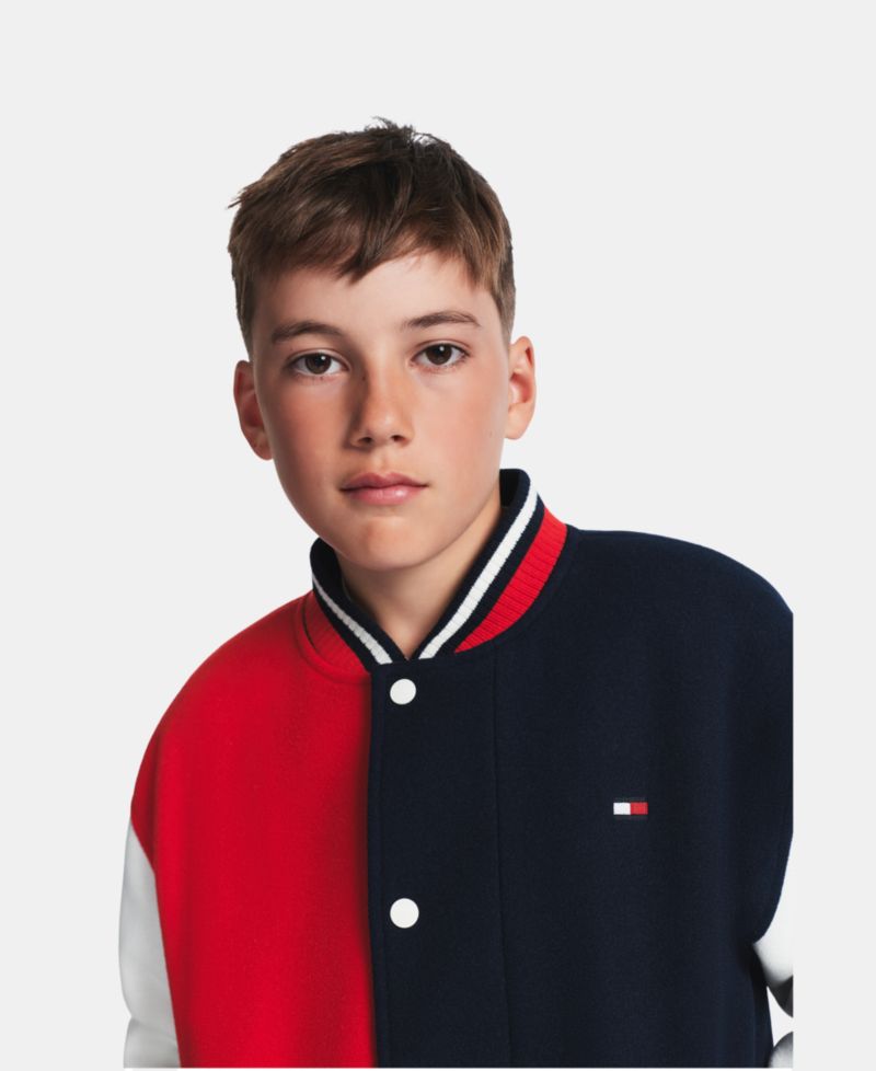 Boys' 8-20 Striped-Ribbed Colorblock Bomber Jacket
