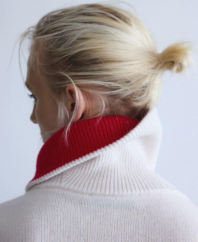 Women's Selection Contrast Collar Wool-Cashmere Blend Sweater