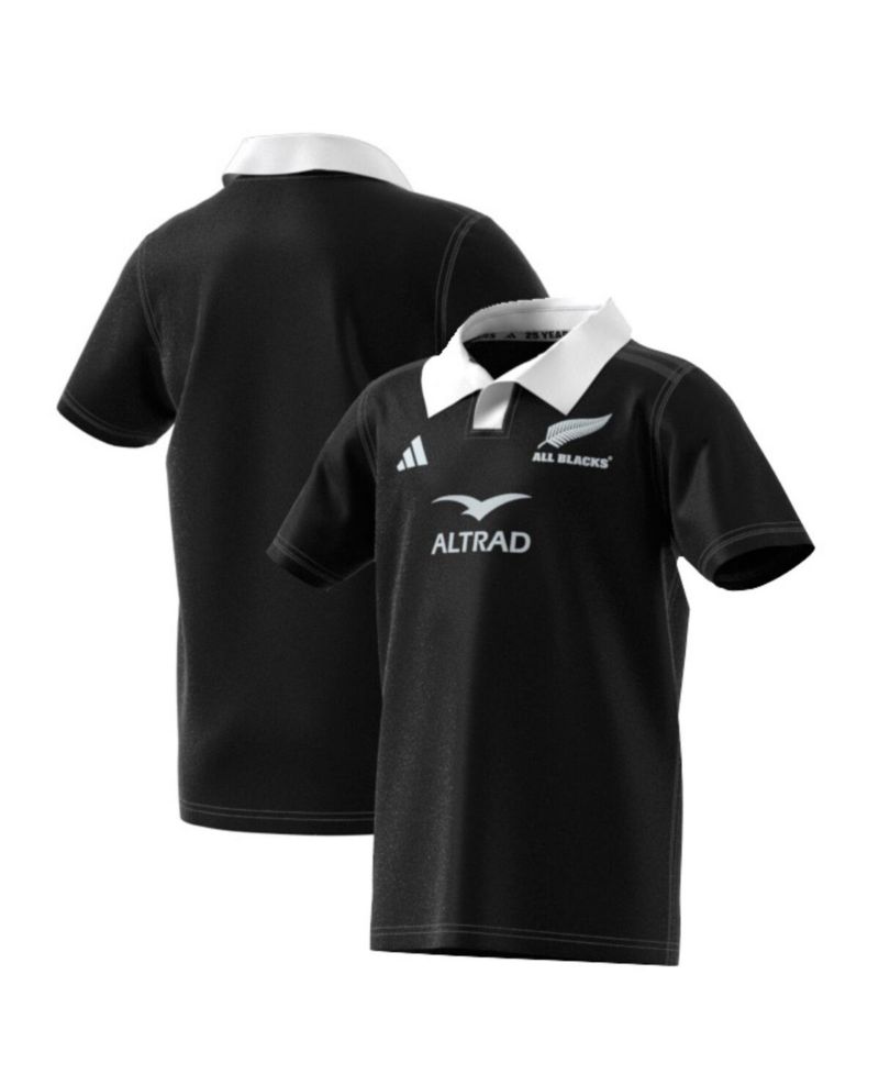 Big Boys and Girls Black New Zealand Rugby 2024/25 Home Replica Jersey