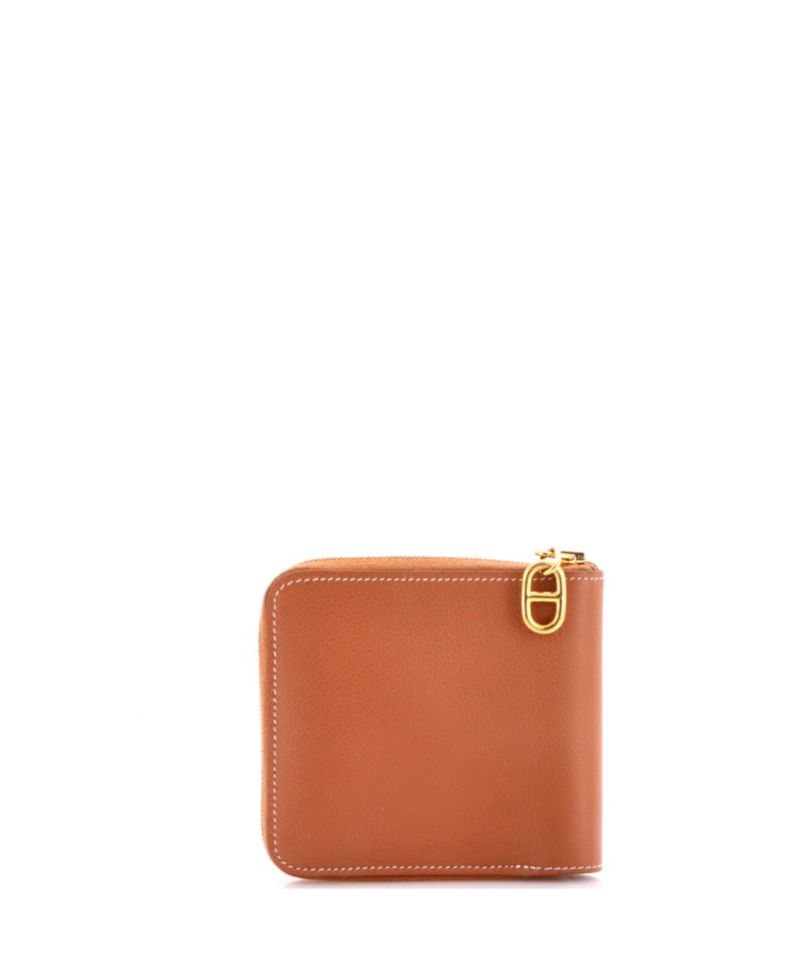 Pre-Owned HERMES Zipengo II Chaine d'Ancre Zip Wallet Leather