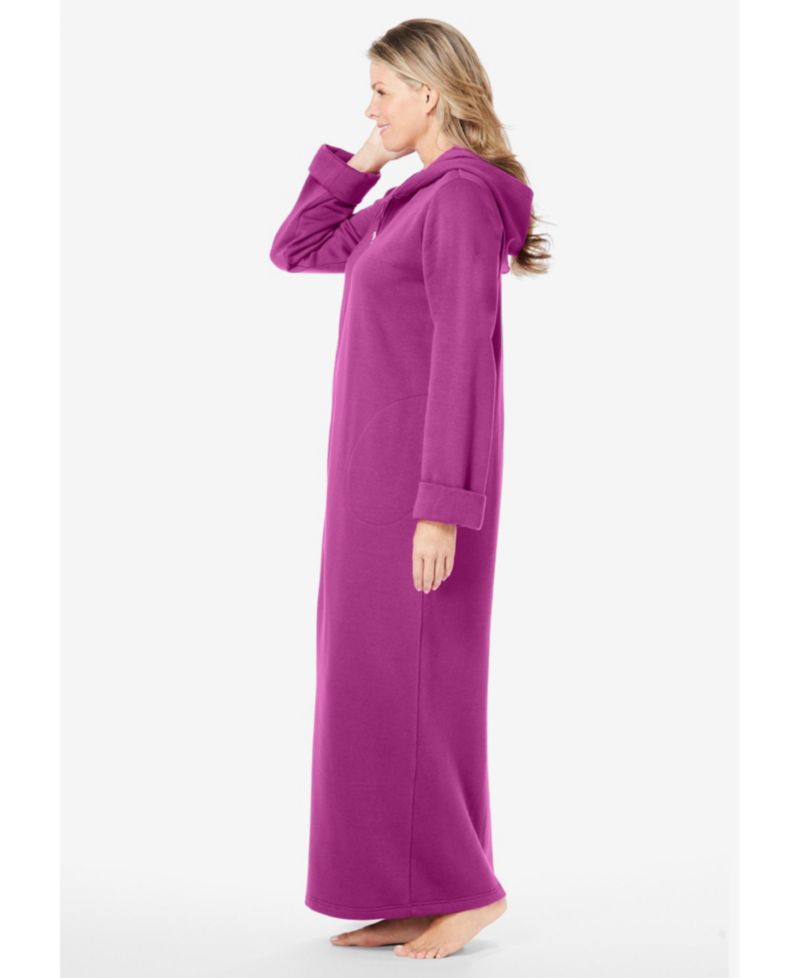 Women's Dreams and Co. Long Hooded Fleece Sweatshirt Robe