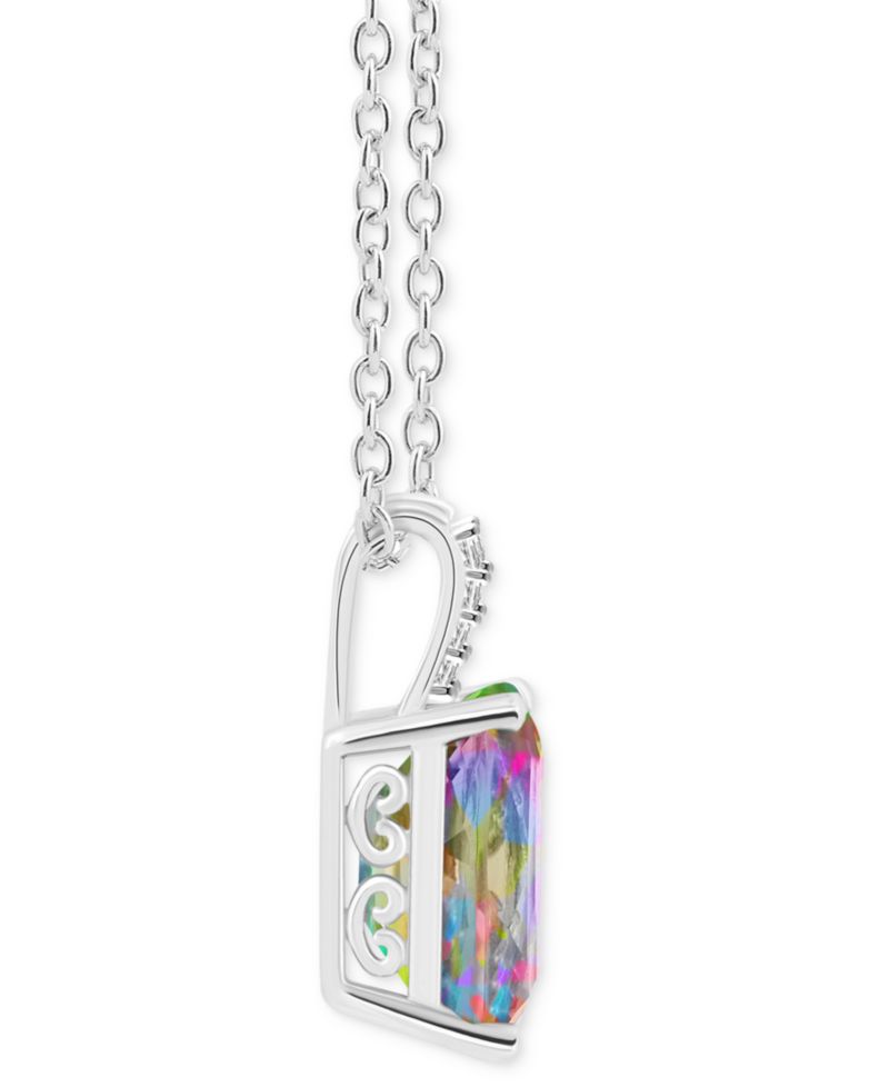 Mystic Topaz (4-1/4 ct. t.w.) & Diamond Accent Emerald-Cut 18" Pendant Necklace in Sterling Silver (Also in Pink Topaz)