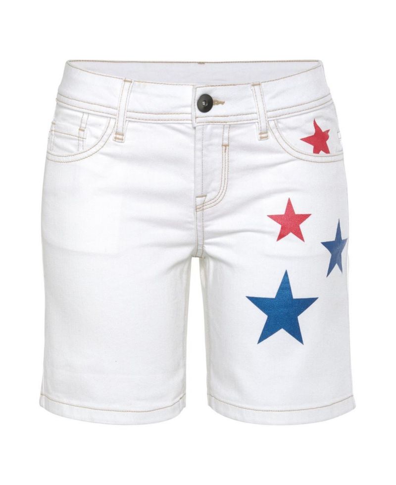Women's Cotton Printed Star Bermuda Front-Closure Shorts