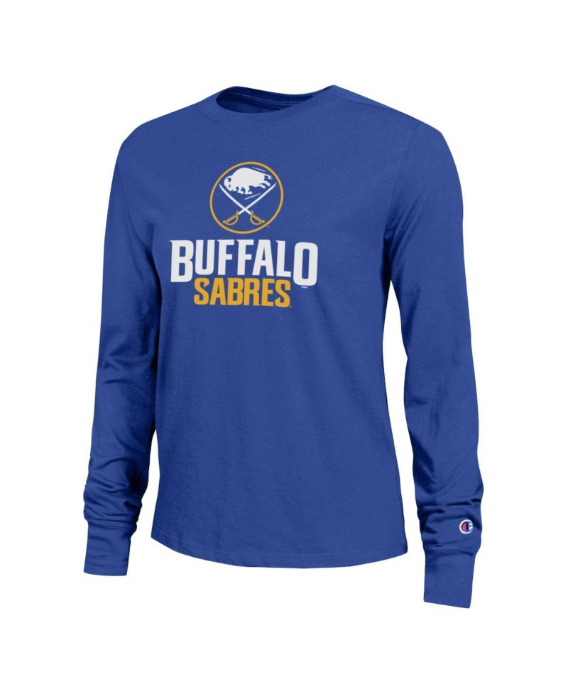 Women's Royal Buffalo Sabres Wordmark Lockup Long Sleeve T-Shirt