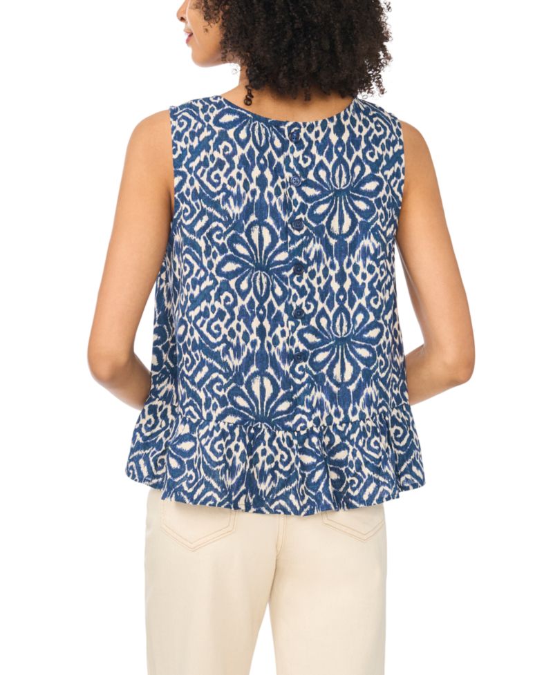Women's Crewneck Peplum Allover-Print Tank Top