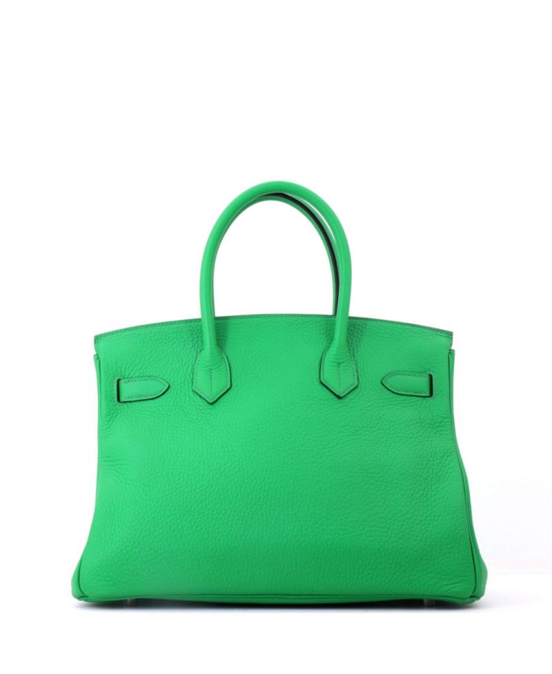 Birkin 30 Handbag Green Clemence with Palladium Hardware