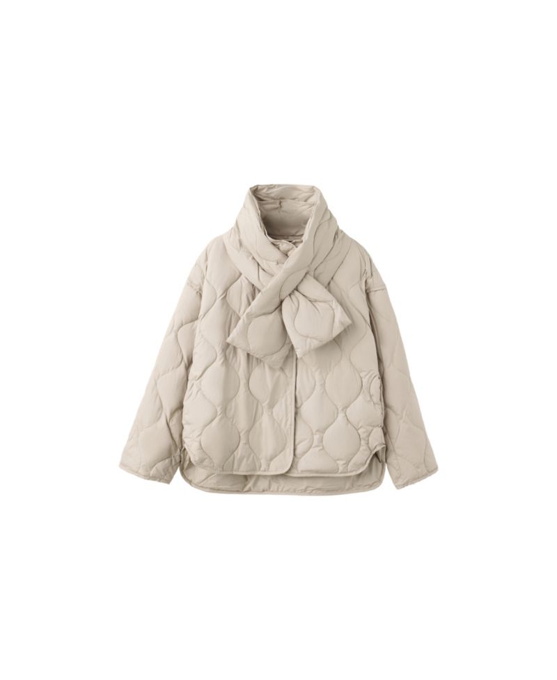 Women's Detachable Scarf Quilted Oversized Anorak