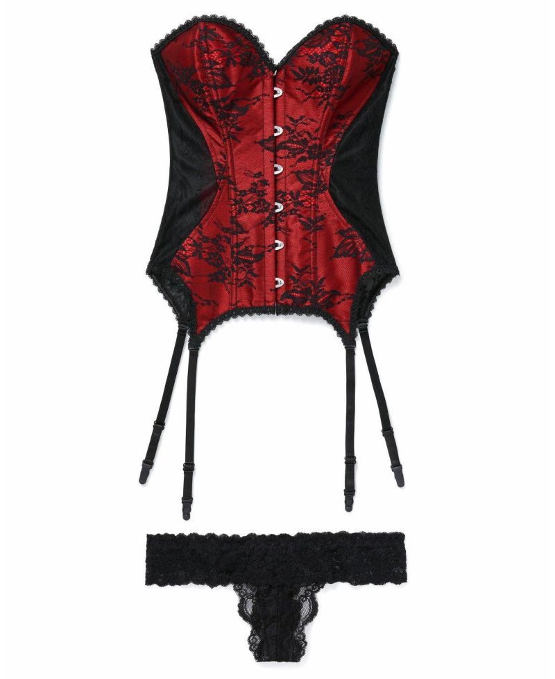 Plus Size Jasmine Boned Strapless Corset & Thong Set