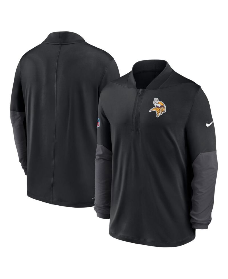 Men's Black Minnesota Vikings Sideline Dri-FIT Half-Zip Pullover Sweatshirt