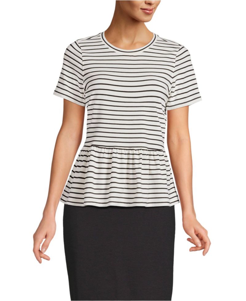 Women's Short Sleeve Lightweight Jersey Crew Neck Peplum Tee