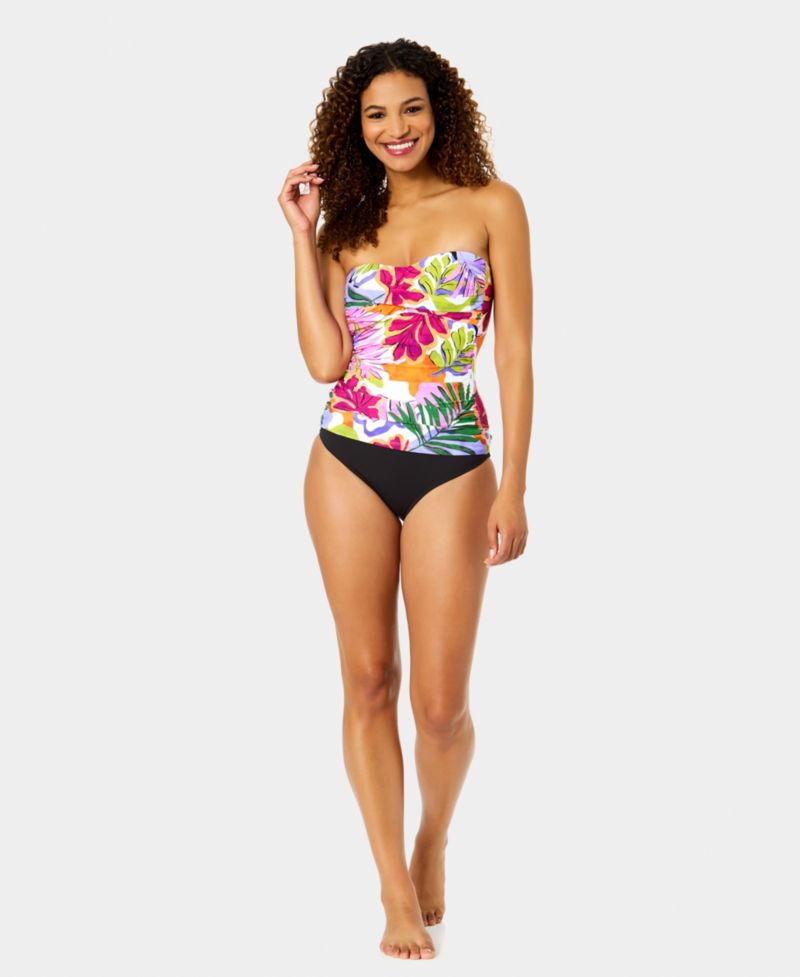 Twist-Front Ruched Tankini Top and High Waistband Bottoms