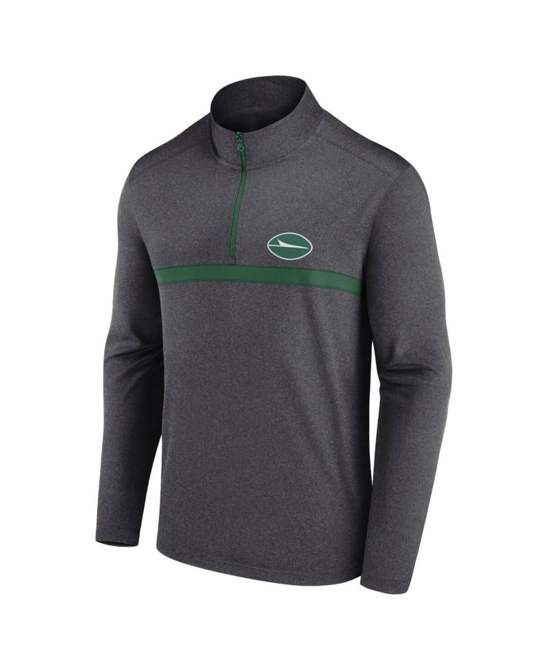 Men's Heather Charcoal New York Jets Head-to-Head Quarter-Zip Pullover