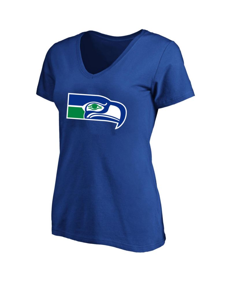 Women's Jaxon Smith-Njigba Royal Seattle Seahawks Plus Size Name & Number V-Neck T-Shirt