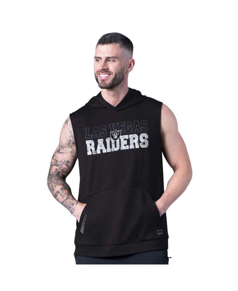 Men's Black Las Vegas Raiders Tri-Blend Rebound Sleeveless Hoodie