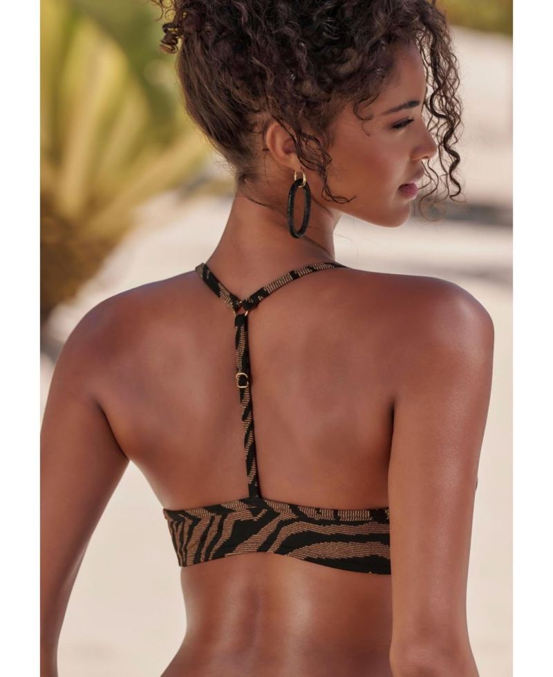 Women's Animal Print Underwire Push-Up Bikini Top