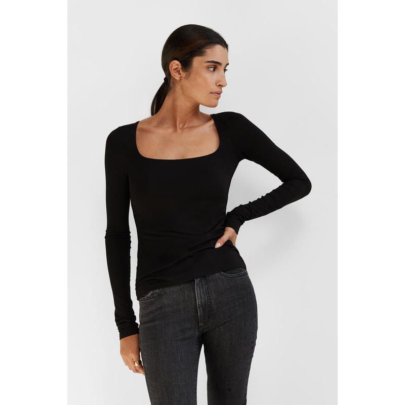 Women's Yvonne Square-Neck Long-Sleeve Jersey Top