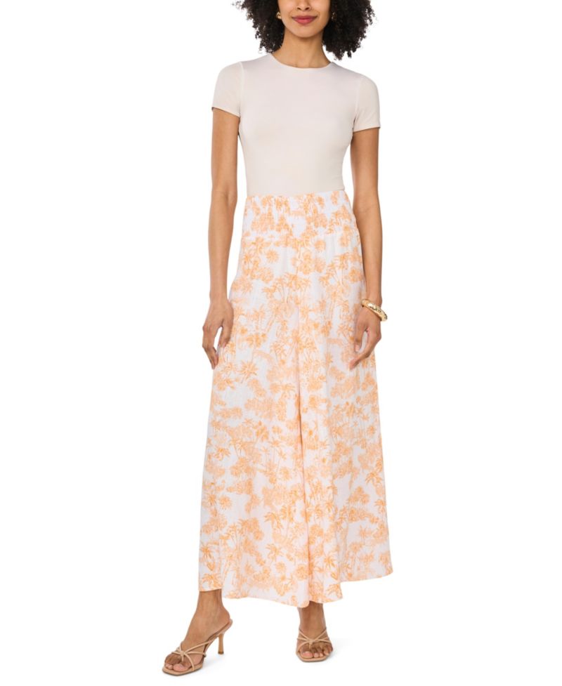 Women's Printed Wide-Leg Pull-On Pants