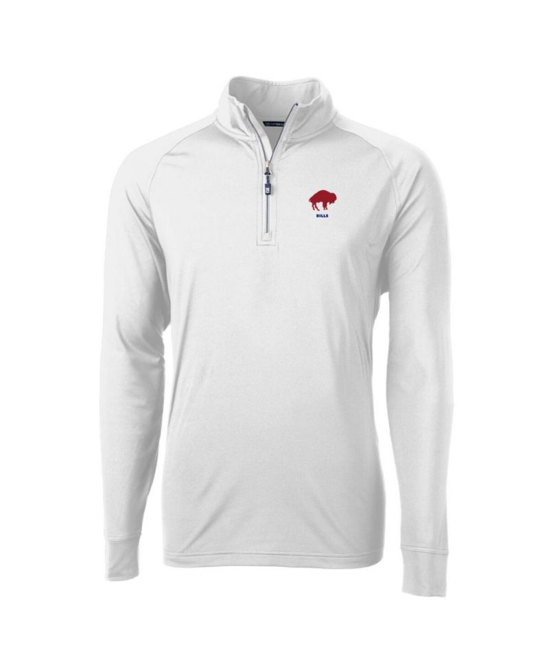 Men's White Buffalo Bills Adapt Eco Knit Stretch Quarter-Zip Throwback Pullover Top