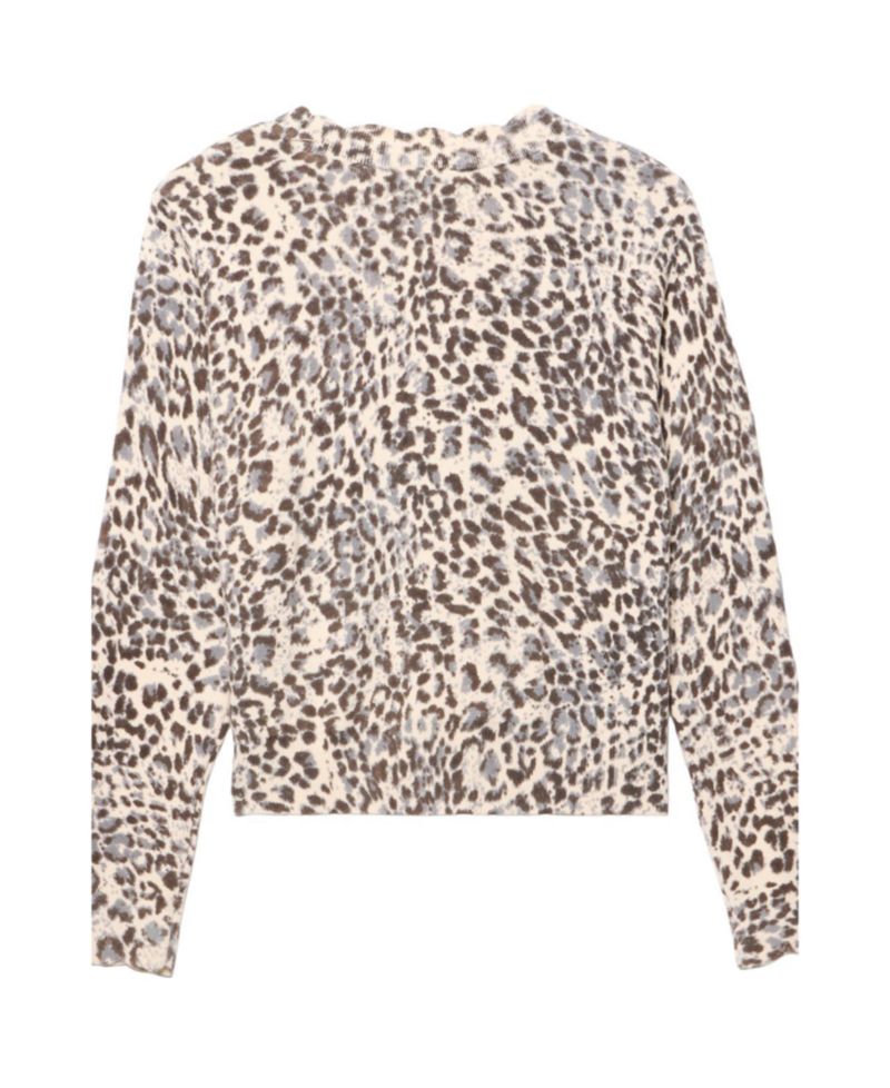 Women's Leopard-Print Scallop-Trim Cardigan