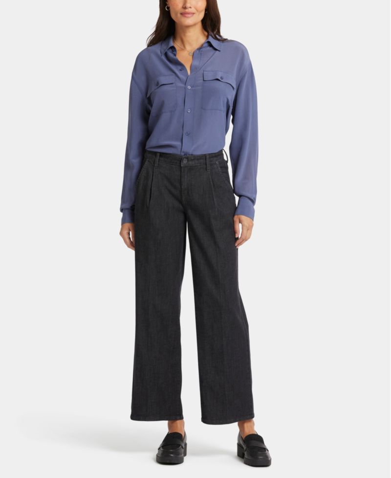 Petite Teresa Wide Leg Ankle Pleated Jeans