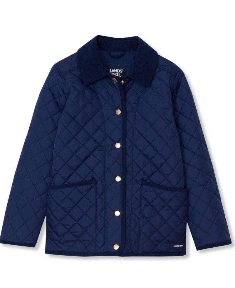 Girls' 4-16 Water-Resistant Quilted Corduroy Collar Jacket