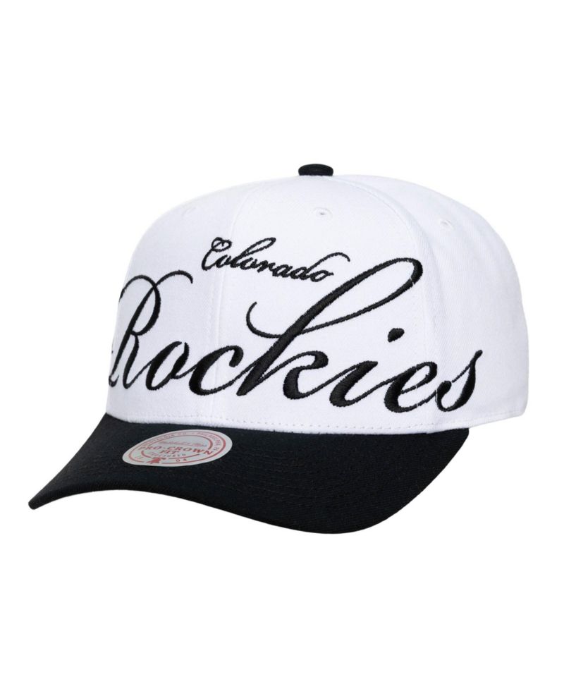 Men's and Women's White/Black Colorado Rockies XL Script Pro Crown Adjustable Hat