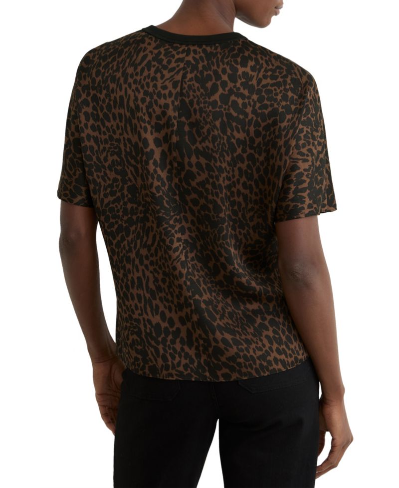 Women's Silk Animal-Print Short-Sleeve Top