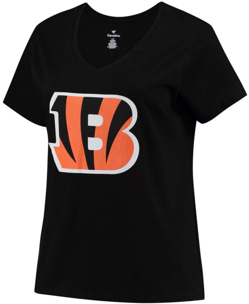 Women's Plus Size Joe Burrow Black Cincinnati Bengals Fair Catch Name & Number V-Neck T-shirt