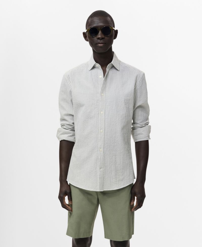 Men's Regular-Fit Stripe-Textured Shirt