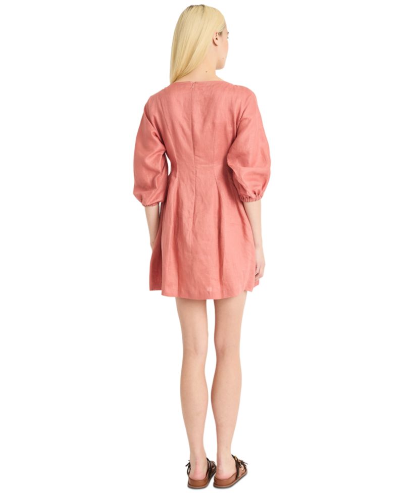 Women's Linen Elbow-Length Mini Dress