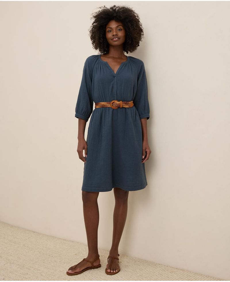 Women's Organic Cotton Coastal Double Gauze Peasant Dress